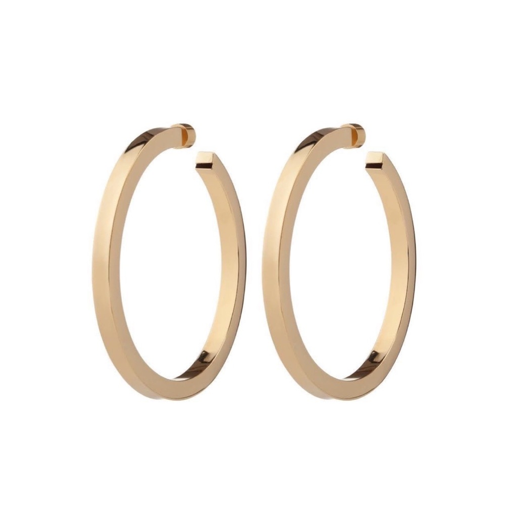 JENNIFER FISHER 2” ERIN 10K GOLD-PLATED HOOP EARRINGS - Picture 2 of 5